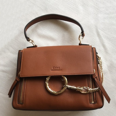 Chole 2019 Faye Leather Tote Shoulder Bag, 28cm -  끌로에 2019 페이 레더 토트 숄더백,CLB0078,28cm,브라운