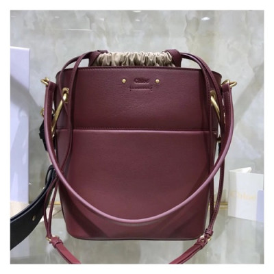 Chole 2019 Roy Leather Bucket Tote Shoulder Bag, 20/23cm -  끌로에 2019 로이 레더 버킷 토트 숄더백,CLB0097,20/23cm,와인