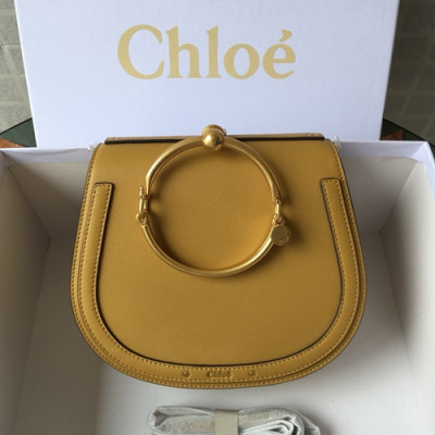 Chole 2019 Nile Large Leather Shoulder Bag, 24cm -  끌로에 2019 나일 라지 레더 숄더백,CLB0103,24cm,옐로우