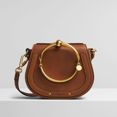 Chole 2019 Nile Small Leather Shoulder Bag, 19.5cm -  끌로에 2019 나일 스몰 레더 숄더백,CLB0112,19.5cm,브라운