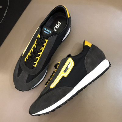 Prada 2019 Mm/Wm Casual Logo Leather Sneakers - 프라다 남자 캐쥬얼 로고 레더 스니커즈 Pra0606x.Size(225 - 265).블랙