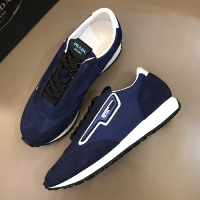 Prada 2019 Mm/Wm Casual Logo Leather Sneakers - 프라다 남자 캐쥬얼 로고 레더 스니커즈 Pra0608x.Size(225 - 265).네이비