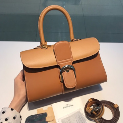 Delvaux 2019 Brillant Leather Tote Shoulder Bag,28s CM - 델보 2019 브리앙 레더 토트 숄더백,DVB0136.28s CM,브라운