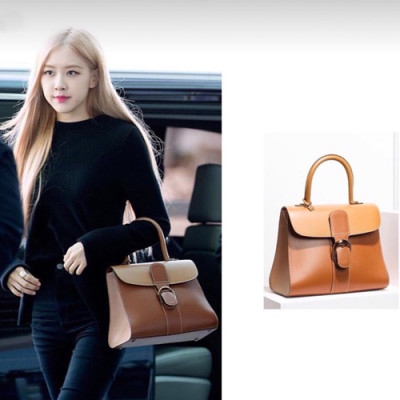 Delvaux 2019 Brillant Leather Tote Shoulder Bag,28 CM - 델보 2019 브리앙 레더 토트 숄더백,DVB0137.28 CM,브라운 - 로제(블랙핑크)