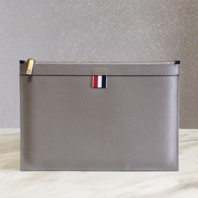 Thom Browne 2019 Leather Clutch Bag ,30cm - 톰브라운 2019 레더 남여공용 클러치백 THOB0022,30cm,그레이+블랙