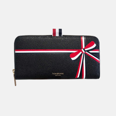 Thom Browne 2019 Leather Zip Round Wallet,20cm - 톰브라운 2019 레더 남여공용 지퍼 라운드 장지갑 TBW0006,20cm,블랙