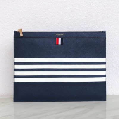 Thom Browne 2019 Leather Clutch Bag ,30/33cm - 톰브라운 2019 레더 남여공용 클러치백 THOB0043,30/33cm,네이비