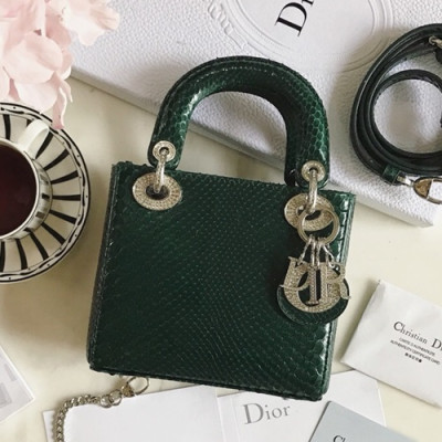 Dior 2019 Lady Dior Mini Tote Shoulder Bag,17CM - 디올 2019 레이디 디올 미니 토트 숄더백 DIOB0054,17CM,그린(은장)