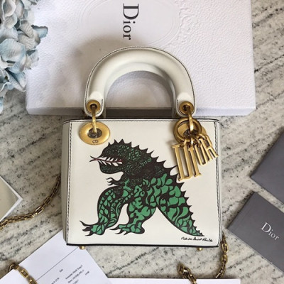 Dior 2019 Niki De Saint Phalle Lady Dior Mini Tote Shoulder Bag,17CM - 디올 2019 니키 드 생팔 레이디 디올 미니 토트 숄더백 DIOB0073,17CM,화이트(금장)