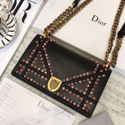 Dior 2019 Dior Rama Leather Chain Shoulder Bag ,25CM - 디올 2019 디올라마 레더 여성용 체인 숄더백 DIOB0161,25cm,블랙