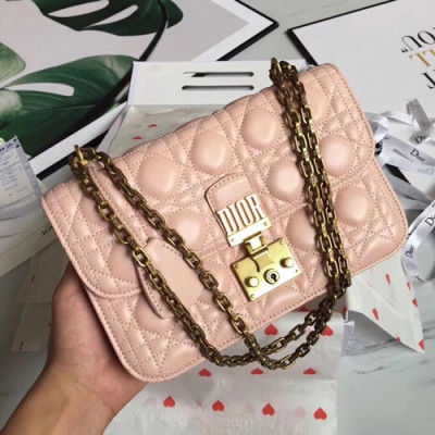 Dior 2019 Addict Leather Chain Shoulder Bag ,24CM - 디올 2019 어딕트 여성용 레더 체인 숄더백 DIOB0193,24cm,연핑크