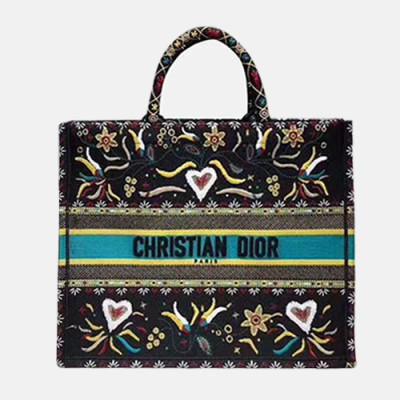 Dior 2019 Women Canvas Book Tote Shopper Bag ,41.5CM - 디올 2019 여성용 캔버스 북 토트 쇼퍼백  DIOB0219,41.5CM,블랙