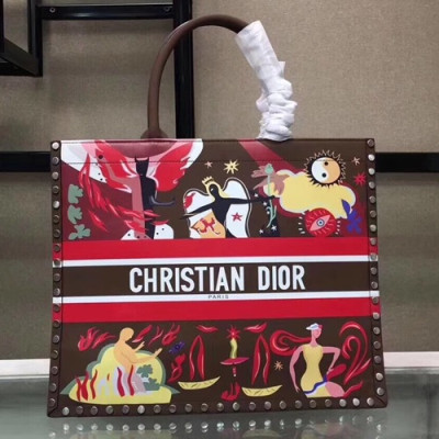 Dior 2019 Women Leather Book Tote Shopper Bag ,41.5CM - 디올 2019 여성용 레더 북 토트 쇼퍼백  DIOB0223,41.5CM,브라운