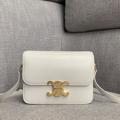 Celine 2019 Leather Women Small Shoulder Bag,19CM - 셀린느 2019 레더 여성용 스몰 숄더백 ,188423-5,19CM,화이트