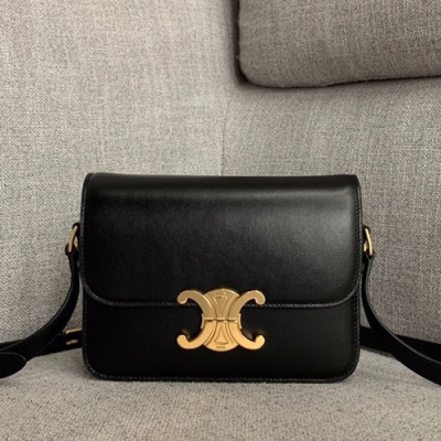 Celine 2019 Leather Women Small Shoulder Bag,19CM - 셀린느 2019 레더 여성용 스몰 숄더백 ,188423-7,19CM,블랙