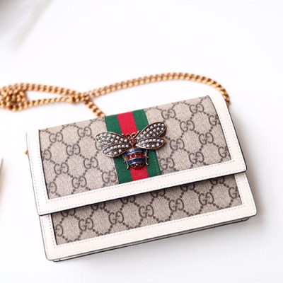 Gucci 2019 Queen Margaret WOC Chain Shoulder Bag,20CM - 구찌 2019 퀸 마가렛 WOC 체인 숄더백 476079,GUB0570,20cm,화이트