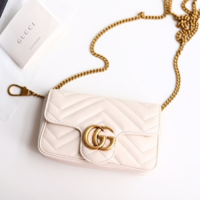 Gucci GG Marmont Matlase Super Mini Women Shoulder Bag,16.5CM - 구찌 GG 마몬트 마틀라세 수퍼미니 여성용 숄더백 476433,GUB0572,16.5CM,화이트