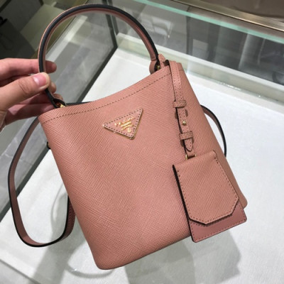 Prada 2019 Double Small Saffiano Tote Shoulder Bag,18cm - 프라다 2019 여성용 두블레 스몰 사피아노 토트 숄더백 ,1BA217-6,18cm,인디핑크