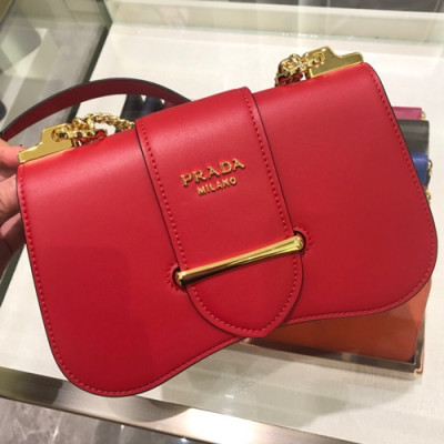 Prada 2019 Sidonie Saffiano Chain Shoulder Bag,24cm - 프라다 2019 여성용 시도니 사피아노 체인 숄더백,1BD184-3,24cm,레드