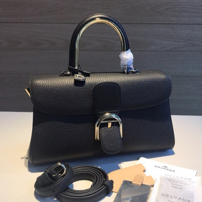 Delvaux 2019 Brillant Leather Tote Shoulder Bag,28CM - 델보 2019 브리앙 레더 토트 숄더백,DVB0280.28CM,블랙