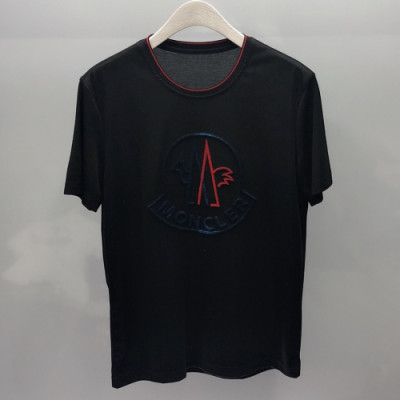 Mocler 2019 Mens Logo Cotton Short Sleeved T-shirt - 몽클레어 남성 로고 반팔티 Moc0504x.Size(m - 3xl).블랙