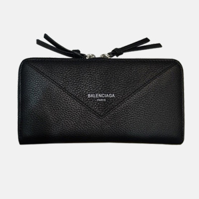 Balenciaga 2019 Leather Zip Round Wallet.19cm - 발렌시아가 2019 레더 남여공용 지퍼 라운드 장지갑 BGW0015.19cm,블랙