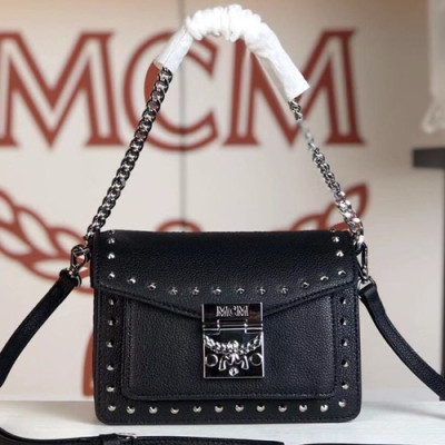 MCM Patricia Leather Shoulder Bag,18cm - 엠씨엠 패트리샤 레더 여성용 숄더백 MCMB0132, 18cm,블랙