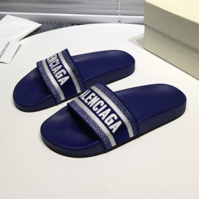 Balenciaga 2019 Mm/Wm Logo Leather Slipper - 발렌시아가 남자 로고 레더 샌들 Bal0220x.Size(225 - 270).네이비