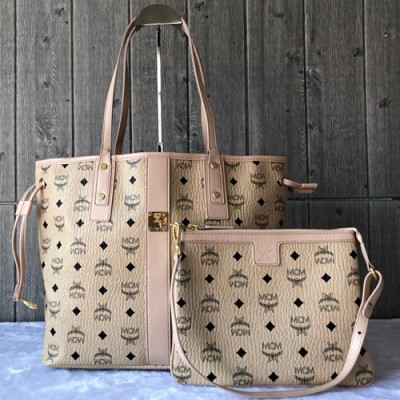 MCM Visetos Tote Shoulder Shopper Bag,33cm - 엠씨엠 여성용 비세토스 토트 숄더 쇼퍼백 MCMB0227, 33cm,베이지