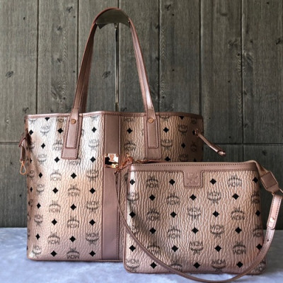 MCM Visetos Tote Shoulder Shopper Bag,33cm - 엠씨엠 여성용 비세토스 토트 숄더 쇼퍼백 MCMB0229, 33cm,로즈골드