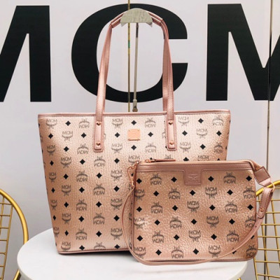 MCM Anya Visetos Tote Shoulder Shopper Bag,35cm - 엠씨엠 여성용 Anya 비세토스 토트 숄더 쇼퍼백 MCMB0232, 35cm,로즈골드