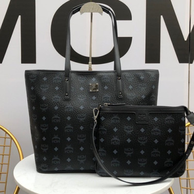 MCM Anya Visetos Tote Shoulder Shopper Bag,35cm - 엠씨엠 여성용 Anya 비세토스 토트 숄더 쇼퍼백 MCMB0236, 35cm,블랙