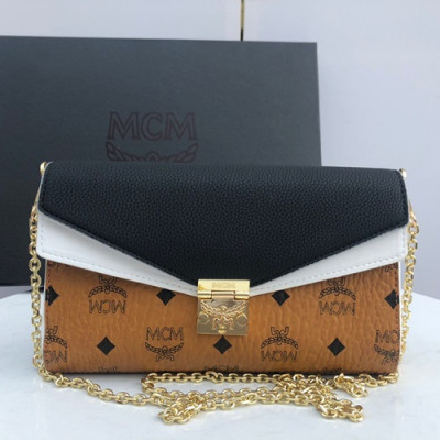 MCM 2019 Millie Visetos Chain Shoulder Cross Bag,24cm - 엠씨엠 2019 여성용 밀리 비세토스 체인 숄더 크로스백 MCMB0255, 24cm,브라운+블랙