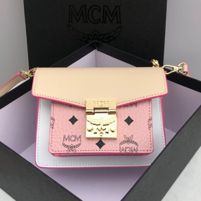 MCM 2019 Millie Visetos Shoulder Cross Bag,21cm - 엠씨엠 2019 여성용 밀리 비세토스 숄더 크로스백 MCMB0283, 21cm,핑크+베이지