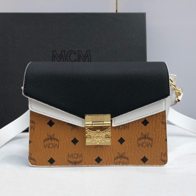 MCM 2019 Visetos Shoulder Cross Bag,26cm - 엠씨엠 2019 여성용 비세토스 숄더 크로스백 MCMB0295, 26cm,브라운+블랙