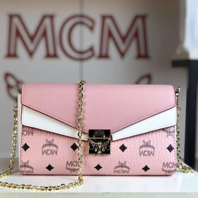 MCM 2019 Millie Visetos Chain Shoulder Cross Bag,23cm - 엠씨엠 2019 여성용 밀리 비세토스 체인 숄더 크로스백 MCMB0300, 23cm,핑크