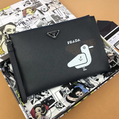 Prada 2019 Mens Clutch Bag ,28CM - 프라다 2019 남성용 클러치백 PRAB0034,28CM,블랙