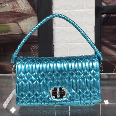 MiuMiu 2019 Matelasse Crystal Tote Shoulder Cross Bag,21cm - 미우미우 2019 마틀라세 크리스탈 토트 숄더 크로스백,5BH012 , MIUB0026, 21cm,블루