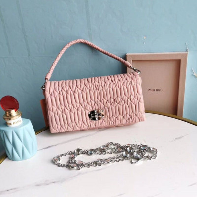 MiuMiu 2019 Matelasse Crystal Tote Shoulder Cross Bag,21cm - 미우미우 2019 마틀라세 크리스탈 토트 숄더 크로스백,5BH012 , MIUB0032, 21cm,연핑크