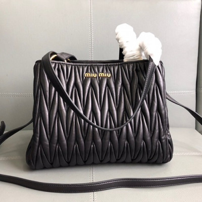 MiuMiu 2019 Matelasse Tote Shoulder Cross Bag,27cm - 미우미우 2019 마틀라세 토트 숄더 크로스백,5BG103, MIUB0068 , 27cm,블랙