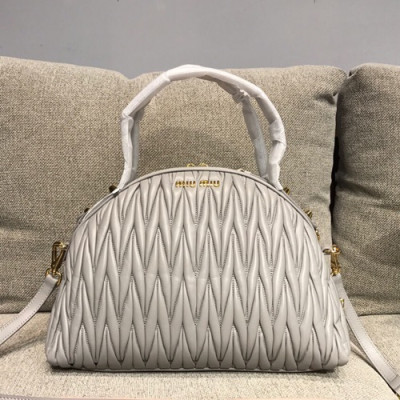 MiuMiu 2019 Matelasse Tote Shoulder Cross Bag,32cm - 미우미우 2019 마틀라세 토트 숄더 크로스백,5BB034, MIUB0139 , 32cm,그레이