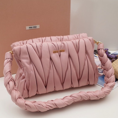 MiuMiu 2019 Matelasse Tote Shoulder Bag,27cm - 미우미우 2019 마틀라세 토트 숄더백,5BC022, MIUB0185 , 27cm,핑크