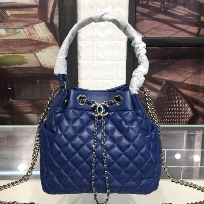 Chanel 2019 Women Leather Chain Bucket Tote Shoulder Bag ,22CM - 샤넬 2019 여성용 레더 체인 버킷 토트 숄더백,CHAB0685,22CM,블루