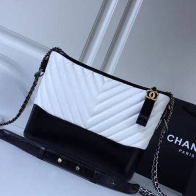 Chanel 2019 Gabrielle  Hobo Shoulder Bag,20/28CM - 샤넬 2019 가브리엘 호보 숄더백, CHAB0694,20/28CM,화이트+블랙