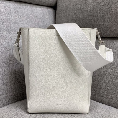 Celine Leather Sangle Small Shoulder Bag,25CM - 셀린느 레더 상글 스몰 숄더백 ,77426-14,25CM,화이트