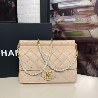 Chanel 2019 Pearl Shoulder Cross Bag  ,21CM - 샤넬 2019 진주 숄더 크로스백 CHAB0724,21CM,베이지