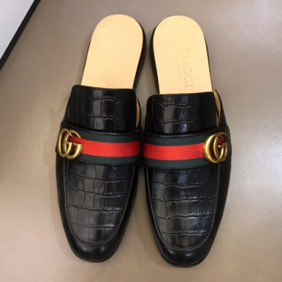 [커스텀급]Gucci 2019 Mens Vintage GG Logo Stripe Blopper-mule - 구찌 남성 GG 빈티지 로고 스트라이프 블로퍼뮬 Guc01195x.Size(240 - 275).블랙