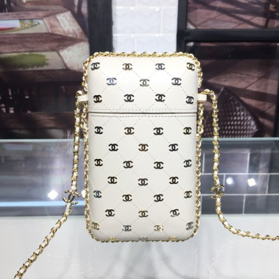 Chanel 2019 Leather Chain Shoulder Bag / Phone Bag,20CM - 샤넬 2019 레더 체인 숄더백/폰 백 CHAB0795,20CM,화이트