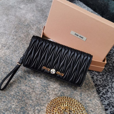 MiuMiu 2019  Matelasse  Chain Shoulder Cross Bag / Clutch Bag,18.5cm - 미우미우 2019 마틀라세 체인 숄더 크로스백 / 클러치백,5ZH029 , MIUB0288, 18.5cm,블랙