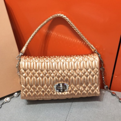 MiuMiu 2019 Matelasse Crystal Tote Shoulder Cross Bag,23.5cm - 미우미우 2019 마틀라세 크리스탈 토트 숄더 크로스백,5BD417, MIUB0300 , 23.5cm,로즈골드